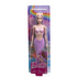 Barbie mermaid doll in retail packaging, featuring rainbow background, Barbie logo, and doll dressed in seashell top with lavender mermaid tail and pink fin. Designed for imaginative play, this Barbie mermaid doll blends colorful fantasy details with a shimmering aquatic theme, perfect for collectors or kids.