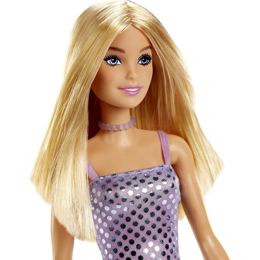 Barbie Mini Glitz Doll Dress Blonde in Lavender Metallic Dress