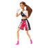 Barbie Made to Move boxer doll posed in fighting stance, wearing black sports top, pink and black boxing shorts, white gloves, and bright pink boxing boots.