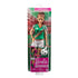 Barbie "You Can Be Anything" soccer player doll in green jersey with red accents, white shorts, and green socks, holding a black-and-white soccer ball in stadium-themed packaging.