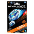 Front of Beyblade X Buster Dran 1-60A UX starter pack card showing the spinning top in motion with blue speed streaks, bold logo text, and orange corner panel indicating attack type and age rating.
