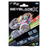 Beyblade X dual pack front card showing Pearl Tiger and Gill Shark tops in mid-battle artwork with bright streak effects, age label and Takara Tomy branding on black background.