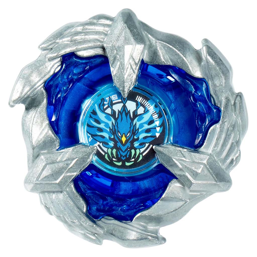 Silver textured plastic ring wraps around a deep blue translucent core featuring a phoenix emblem, creating a sharp circular form highlighting the Soar Phoenix balance theme on a clean white background.