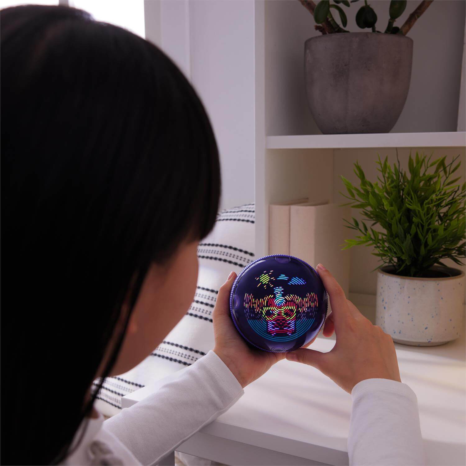 Bitzee Hamster Ball Interactive Digital Pet child playing with hampter with glasses