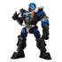Transformers Mirage figure by Blokees features blue, silver, and black articulated armor, bright blue eyes, orange chest detail, and a black arm cannon on a white background.