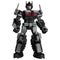 Transformers Nemesis Prime figure by Blokees features black and gray armor, red eyes and chest windows, purple Decepticon emblems, rugged legs, and mechanical details.