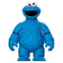 Blokees Cookie Monster figure made of bright blue plastic with molded fur texture, large googly eyes, and open mouth, standing upright with articulated limbs on a plain white background.