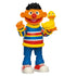 Front view of Blokees Sesame Street Ernie toy figure smiling and holding a yellow rubber duckie, wearing his signature red, blue, and yellow striped outfit.