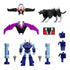 Blokees Transformers Soundwave model kit components displayed on white background, showing blue robot figure, purple and red cassette mini-figures, alternate hands, weapons, and accessory parts.