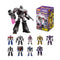 Transformers collectible toy figures in the Blokees Galaxy Version Wave 2 series featuring detailed robot models in gray, blue, yellow, and purple designs, shown with display box packaging.