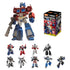Blokees Transformers Galaxy Version 01 Roll Out collectible toy set featuring red, blue, and gray robot figures, including Optimus Prime, displayed with packaging box and character lineup.