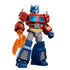 Transformers Blokees Shining Version Optimus Prime figure with red, blue, and silver body holding a translucent orange axe, displayed in bright lighting with detailed sculpted features.