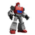 Transformers toy figure of Ironhide showing red and gray metallic armor, blue chest window with Autobot insignia, and a sturdy pose emphasizing its strong, protective design.