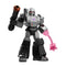 Transformers Megatron toy variant with gray and black armor, purple insignia, and translucent pink energy mace weapon, posed dynamically showcasing the villain’s iconic battle form.