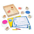 Complete Melissa & Doug Blue’s Clues & You! wooden handle stamps set with ink pads, tracing sheets, and character stamps of Blue and friends, designed to inspire imaginative drawing and storytelling play.