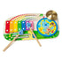 Melissa & Doug Blue’s Clues & You! wooden music maker board featuring a colorful xylophone, drum, and cymbal with Blue the dog illustration, encouraging rhythm and sensory exploration for kids.