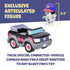Bluey Muffin articulated figure highlighted beside her black and gray toy vehicle, smooth plastic character with blue mechanic hat, rounded cartoon shape, sized for small hands and pretend play on white.
