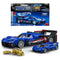 Hot Wheels Cadillac Project GTP Hypercar in blue brick construction features silver wheels, black and red racing details, a mini car, gold rims, and retail box.