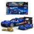 Hot Wheels Cadillac Project GTP Hypercar in blue brick construction features silver wheels, black and red racing details, a mini car, gold rims, and retail box.