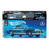 Front of the Hot Wheels Brick Shop Mercedes-Benz 300 SL building set box, featuring blue vehicle artwork, Mercedes-Benz branding, piece count, and premium packaging design on a white background.