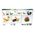 Back of BRIO Dinosaur Circle Train Set box displaying included brachiosaurus, locomotive, wagon, tree, track, and foliage with diagrams of features and play functions.