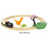 Assembled BRIO Dinosaur Circle Train Set measuring 475 x 445 mm, featuring circular wooden track with dinosaur, foliage, tree, and train engine with wagon.