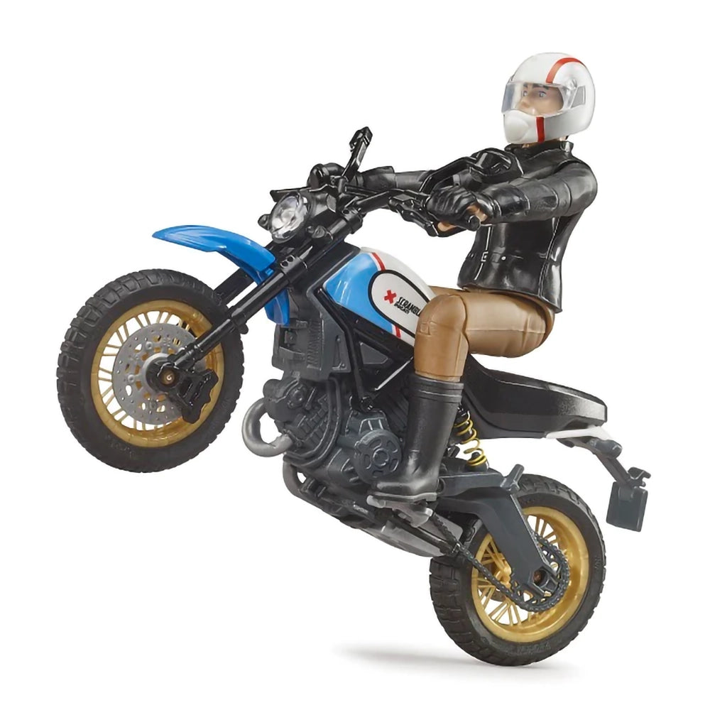 Bruder bworld Scrambler Ducati Desert Sled with Driver
