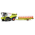 Bruder Claas Lexion 780 Combine Harvester 1:16 scale vehicle with detachable header attachment on transport trailer, highlighting movable and functional parts.