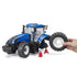 Bruder New Holland T7.340 tractor set featuring two mechanic figures performing maintenance, with removable tires and accessories.