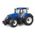 Realistic Bruder New Holland T7.340 1:16 scale toy tractor featuring detailed cabin interior, rugged tires, and functional steering.
