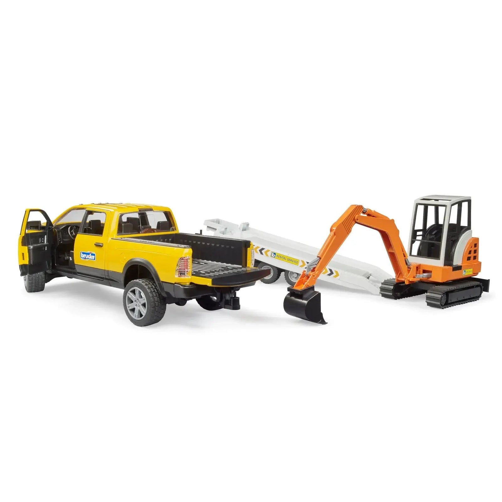 Bruder Pro Series RAM Rental Service with Mini Excavator 1:16 Scale Vehicle