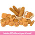 Calico Critters bread variety set with golden brown plastic baguettes, croissants, rolls, and animal-face buns arranged in woven baskets on white background.