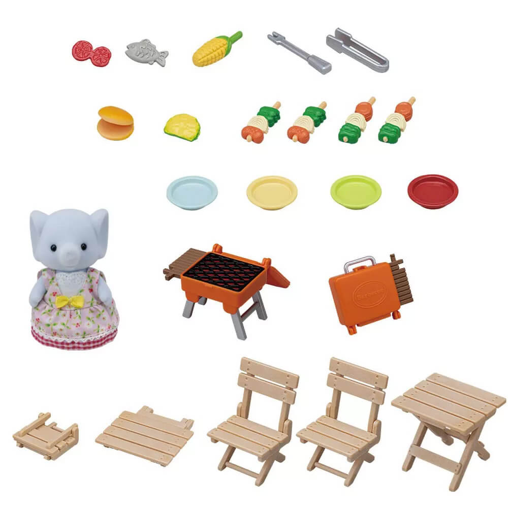 Calico Critters BBQ Picnic Set with Elephant Girl what is included with the set