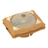 Calico Critters Ceiling Light toy accessory, a tan square fixture with a clear ribbed dome center and molded floral decorations, designed to fit dollhouse interiors, displayed on a white background.