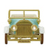 Calico Critters Classic Family Car front view features a mint body, gold grille and lamps, cream fenders, brown tires, and B1SCU1T plate against a white background.