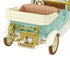 Calico Critters Classic Family Car rear view shows a mint plastic body, cream trim, tan seats, gold luggage rack, white fenders, and brown tires on a white background.