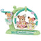 Calico Critters Deer Babies Floral Swing Set shown on plain white background with three baby deer in pastel dresses seated on a floral swing accessory with water-like base and playful details.