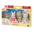 Boxed Calico Critters Flowering Princesses Set shows bunny, cat, deer, and husky figures in floral gowns with accessories displayed against a scenic background.