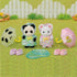 Calico Critters Nursery Friends Rainy Day Duo with raincoats and umbrellas on a grassy background.