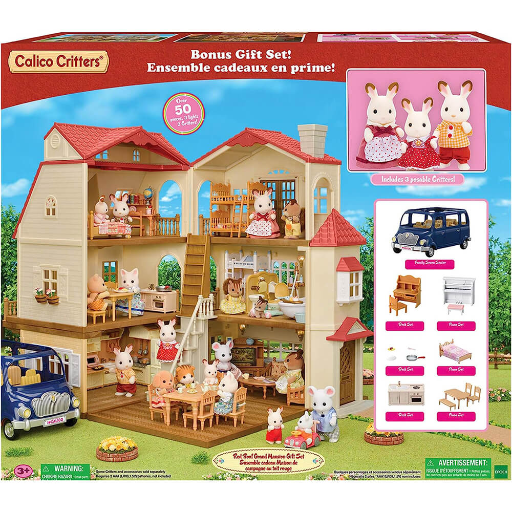 Calico Critters Red Roof Grand Mansion Gift Set Box
