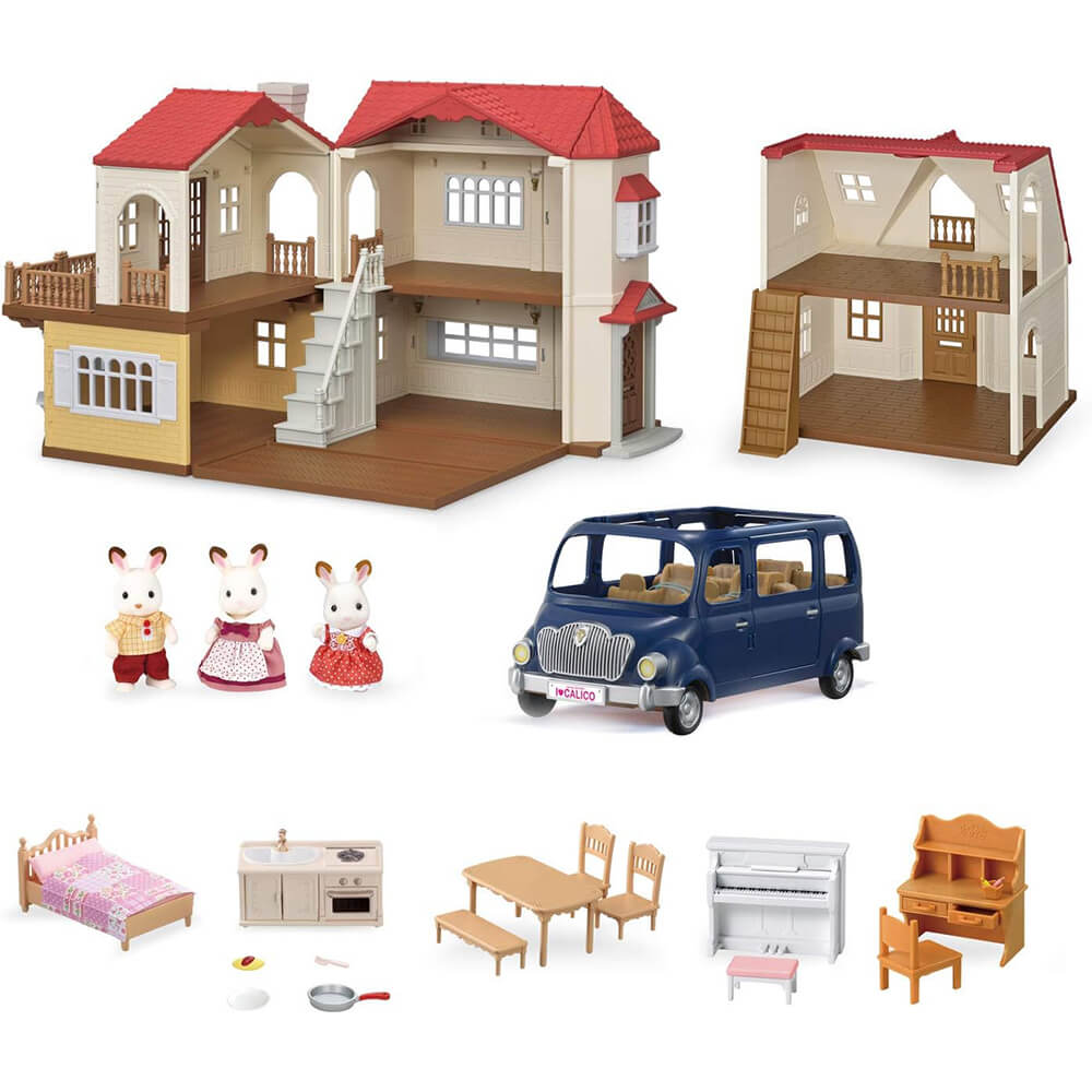Picture of that comes inside the Calico Critters Red Roof Grand Mansion Gift Set box