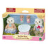 Calico Critters Sea Otter Family retail package with mother, father, twin babies, and stroller displayed in clear window box, labeled with set name and age recommendation for toy collectors.