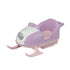 Calico Critters snowmobile accessory has a lavender and pale pink plastic body, curved skis, silver headlight and open seat, displayed alone against a white background.