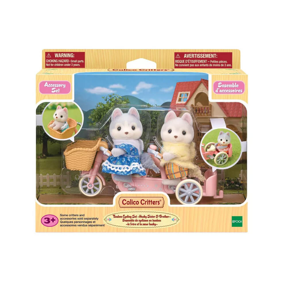 Calico Critters Tandem Cycling Set with Husky Sister & Brother Packaging