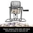 Front view of the Deluxe Metal Bingo Cage filled with white bingo balls marked with black letters and numbers, designed for easy readability and smooth rolling action.