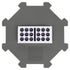 Top view of a Cardinal Classics Double-Nine Domino showing a white tile with two sets of nine dark purple dots, placed on a gray plastic hub base embossed with the Cardinal logo.