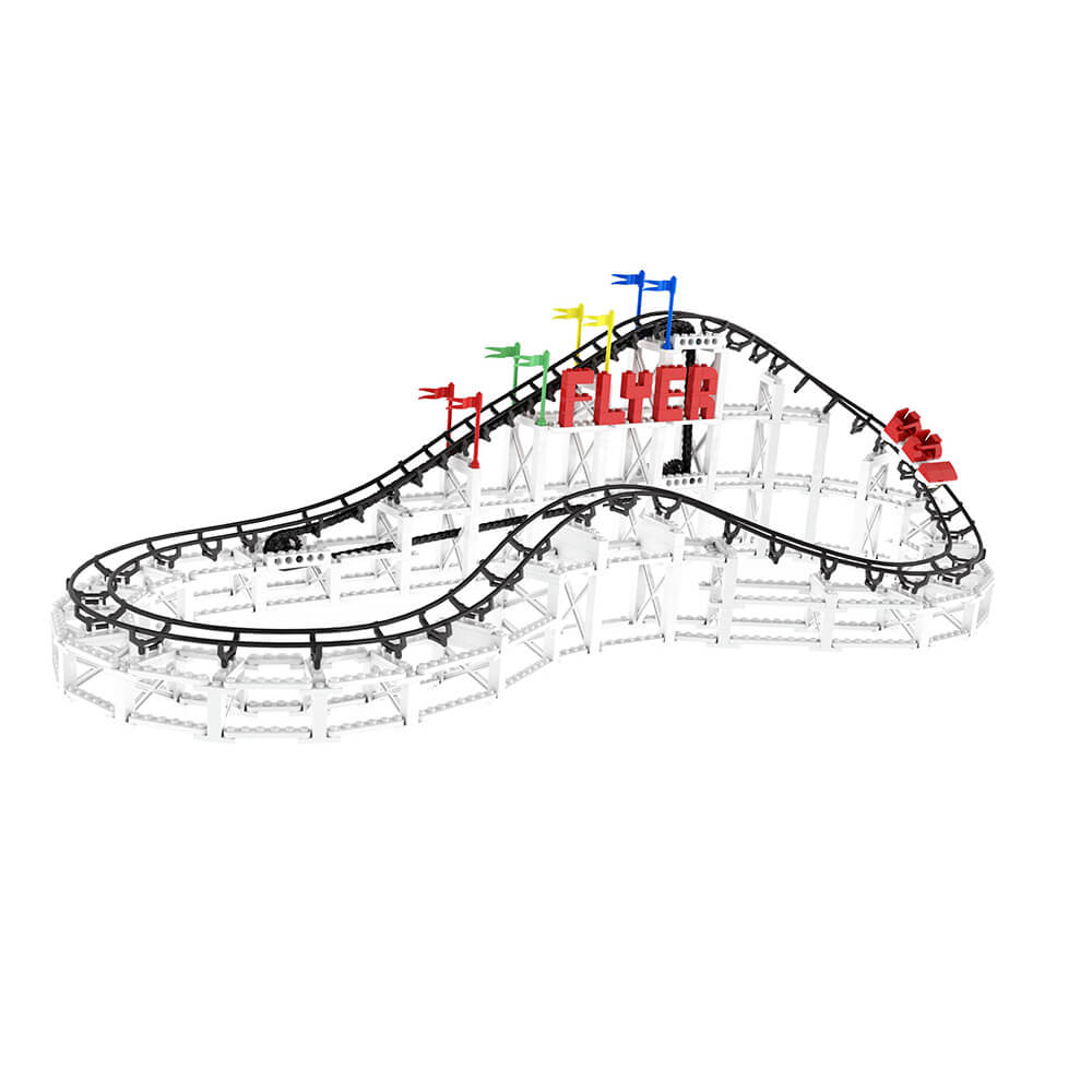 CDX Blocks The Flyer Roller Coaster 539 Piece Building Kit featuring red cars.