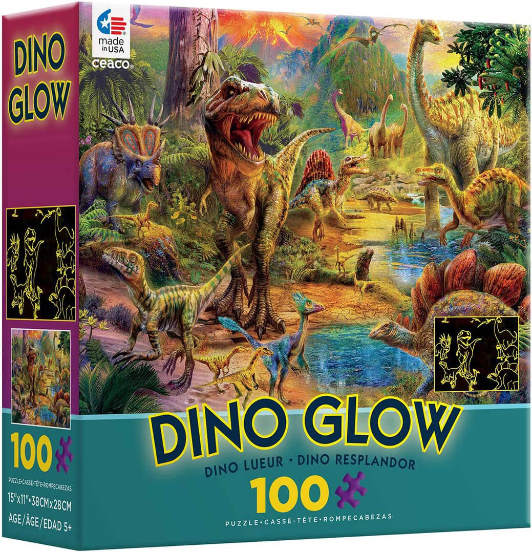 Ceaco Dino Glow Dino Landscape 100 Piece Jigsaw Puzzle