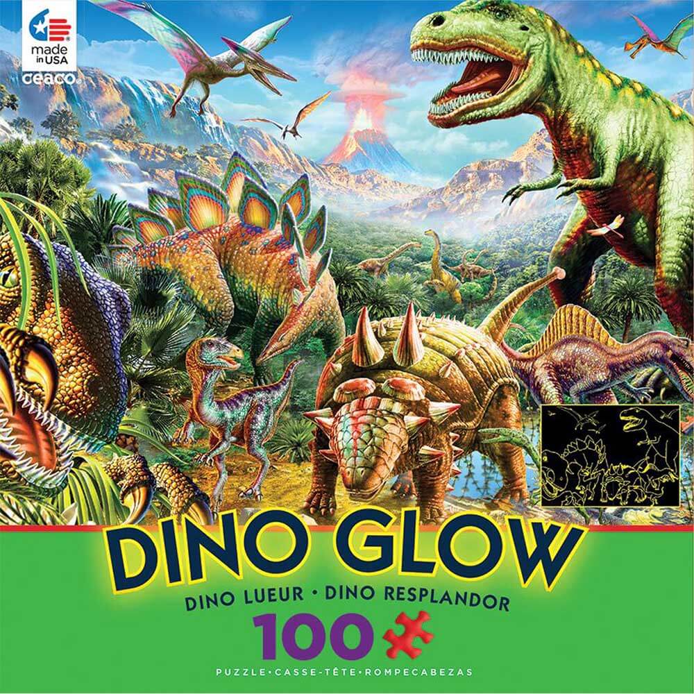 Ceaco Dino Glow Dino Party 100 Piece Jigsaw Puzzle