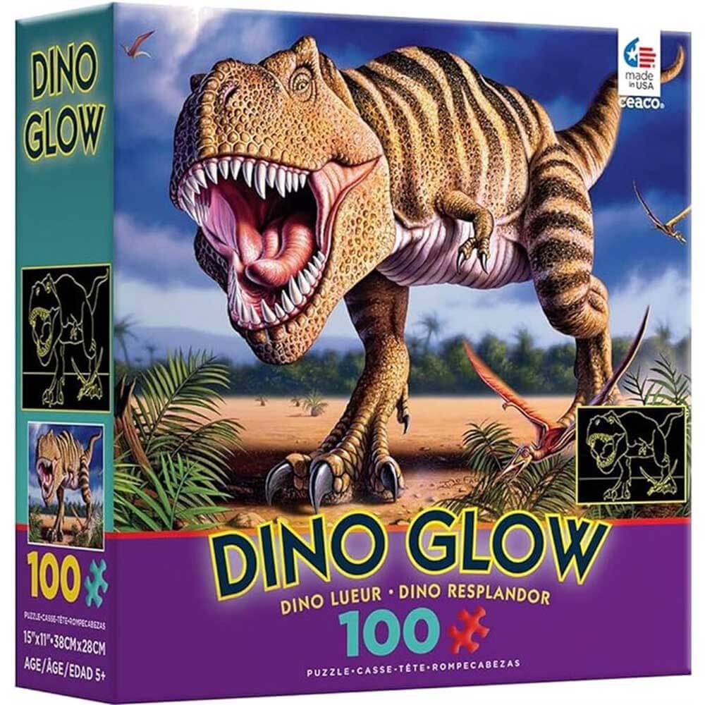 Ceaco Dino Glow T-Rex Glow in the Dark 100 Piece Jigsaw Puzzle